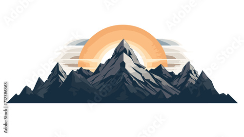 Abstract mountain peaks with a sunrise representing the triumphs and challenges in achieving and maintaining health .simple isolated line styled vector illustration