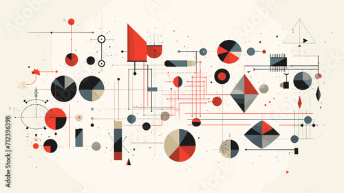Geometric shapes transforming into educational tools symbolizing the transformation of abstract concepts into practical knowledge .simple isolated line styled vector illustration