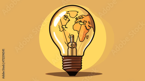 Lightbulb with a globe filament showcasing the enlightenment and global awareness gained through education .simple isolated line styled vector illustration