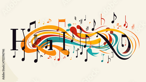 Musical notes forming the word "Harmony" emphasizing the balance in diverse forms of education .simple isolated line styled vector illustration