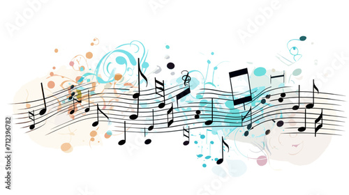 Musical sheet notes forming the word "Melody" signifying the harmonious blend of subjects in education .simple isolated line styled vector illustration