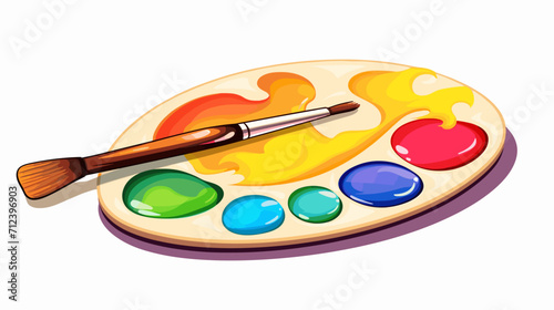 Paint palette with a brush creating a colorful spectrum symbolizing creativity in education .simple isolated line styled vector illustration
