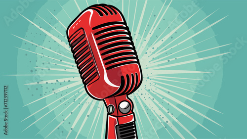 Retro microphone with speech bubbles representing the importance of dialogue and communication in education .simple isolated line styled vector illustration