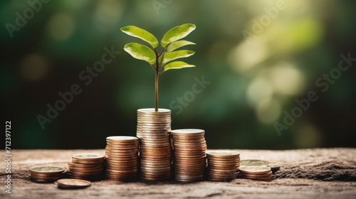 Tree on Money coins stack grow up to saving money concept