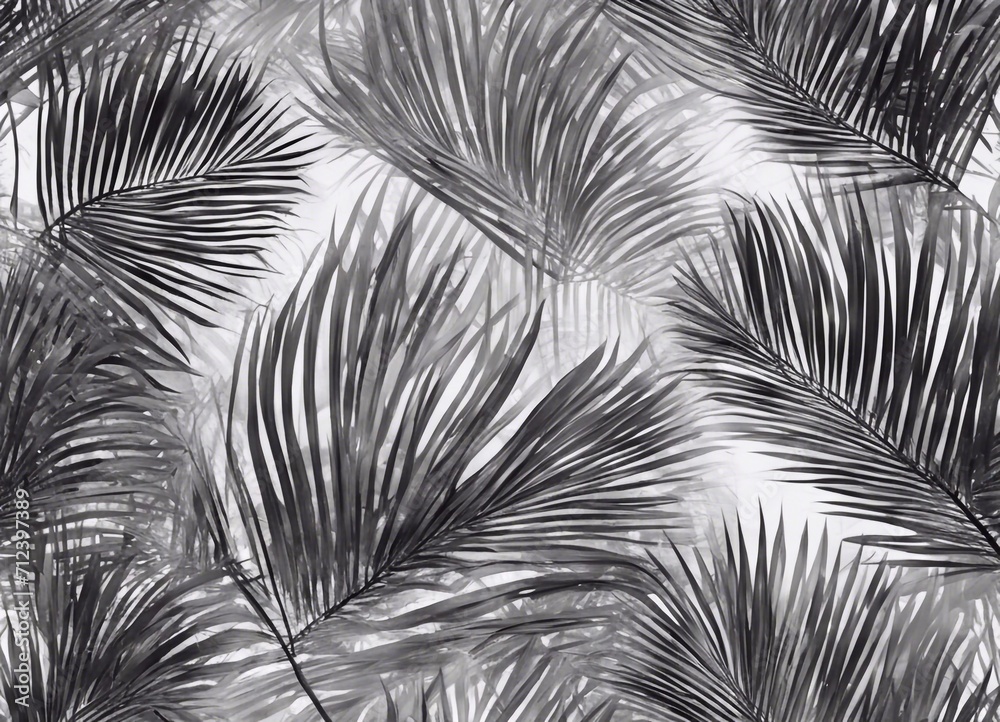 black and white palm leaves background