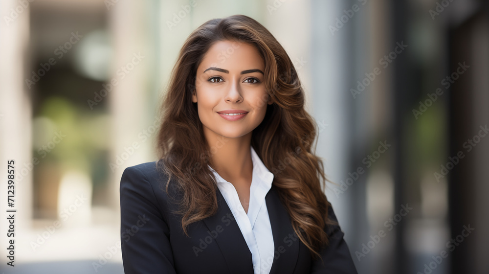 A professional woman with a beaming smile stands outdoors, her confidence shining through, symbolizing success and ambition. A professional woman with a beaming smile stands outdoors, her confidence shining through, symbolizing success and ambition.