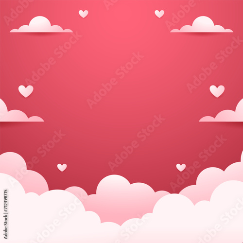 Valentine's day background with product display and Heart Shaped Balloons. Valentine's day banner.