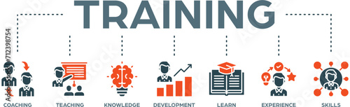 Training banner web icon vector illustration concept for education