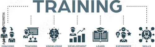 Training banner web icon vector illustration concept for education