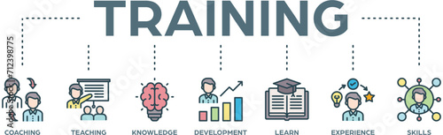Training banner web icon vector illustration concept for education