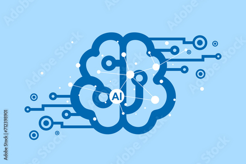 Artificial intelligence, Brain neural circuit line style, Machine learning design, AI. network inside smart devices or electronic gadgets, Technology connected to life, Digital symbol background.