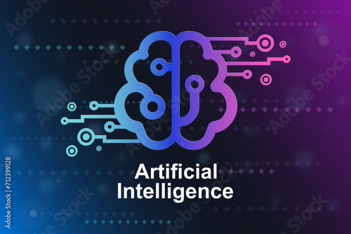 Artificial intelligence, Brain neural circuit line style, Machine learning design, AI. network inside smart devices or electronic gadgets, Technology connected to life, Digital symbol background.