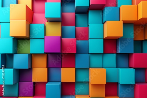 3D colorful cubes for background or wallpaper 
