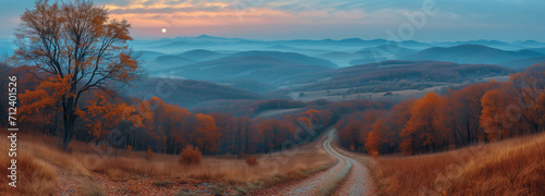 Autumn Splendor: Majestic Mountain Trail at Sunrise with Breathtaking Views