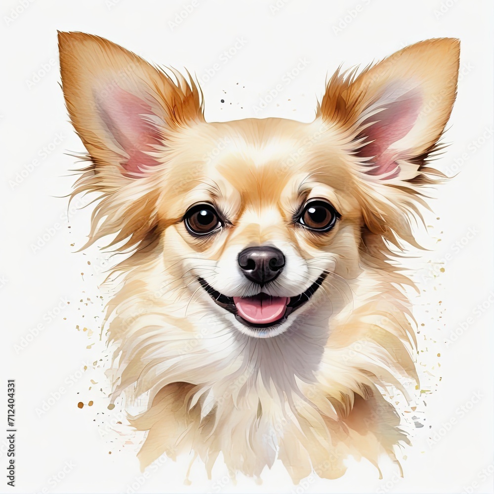 Watercolor cream chihuahua dog Watercolor cream chihuahua dog