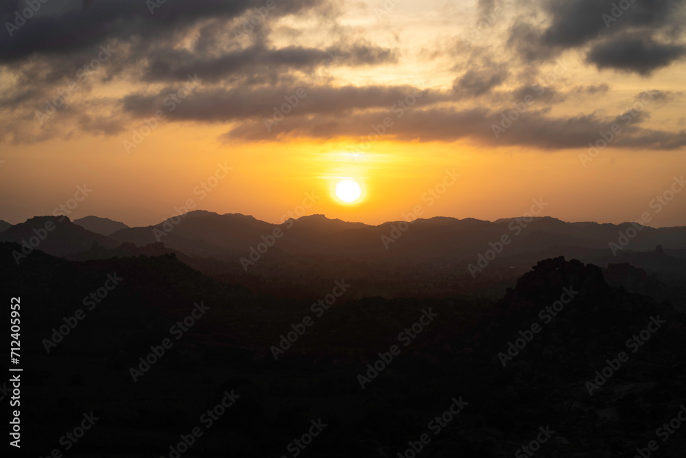 Matanga hill sunrise, in Hampi, Karnataka