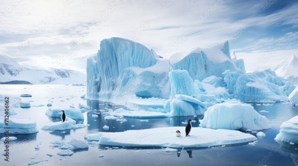 Gentoo Penguin playtime at your local iceberg. Neural network AI generated art Gentoo Penguin playtime at your local iceberg. Neural network AI generated art