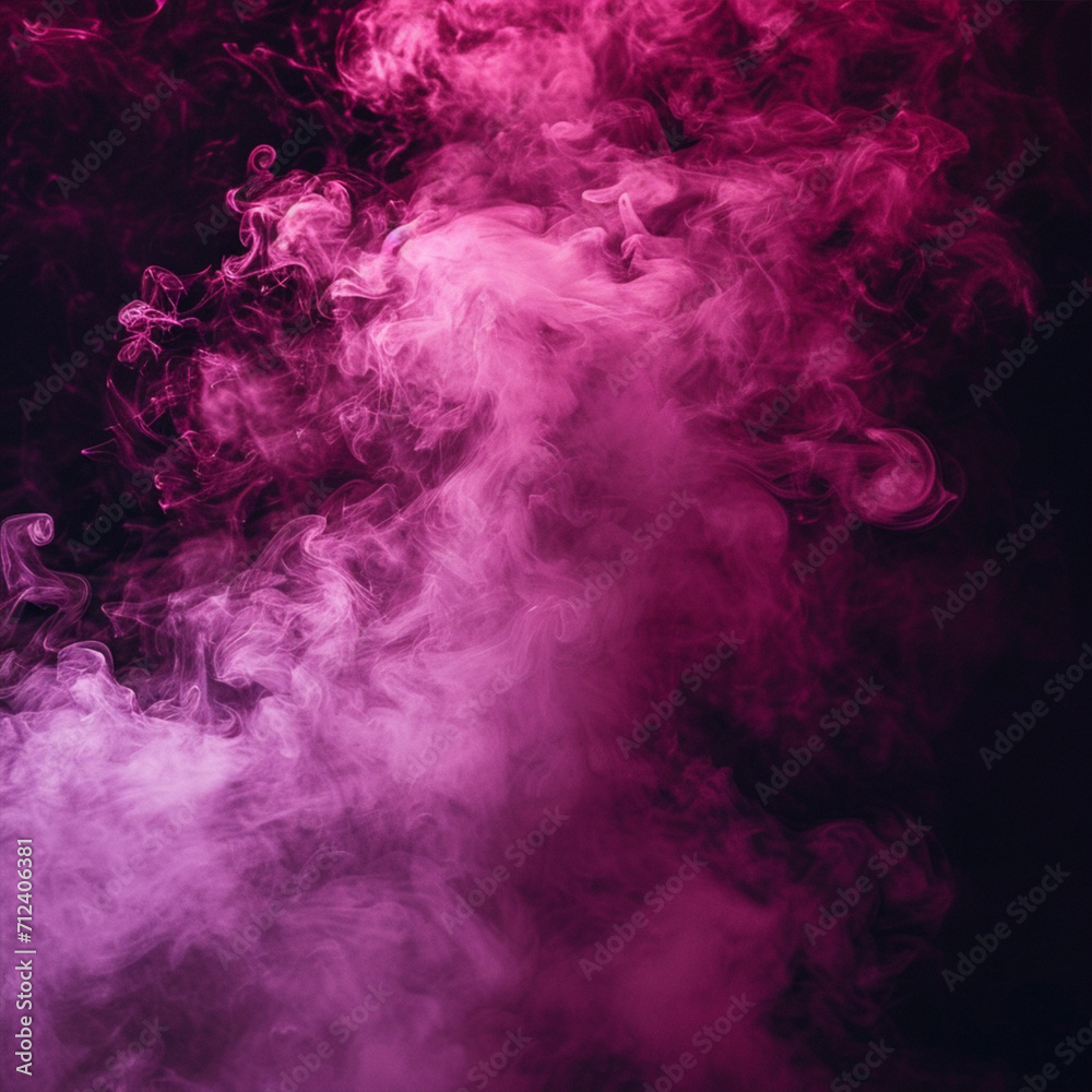 Magenta smoke in black background, ai technology