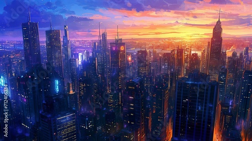 Cityscape in the evening 