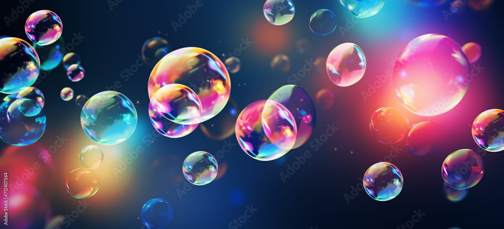 This design features a group of colorful soap bubbles floating in the ...