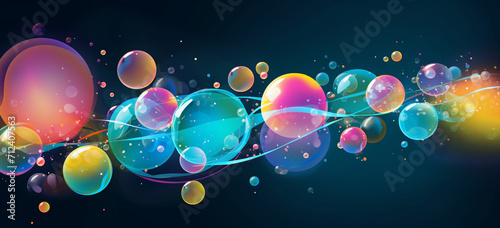 This design features a group of colorful soap bubbles floating in the air. The bubbles could be realistic or have a cartoonish style. © Rehan