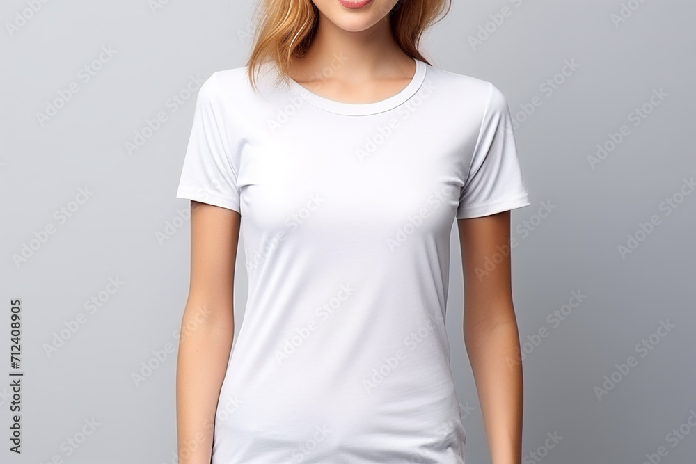 Woman in White Tshirt Mockup created with Generative AI Woman in White Tshirt Mockup created with Generative AI