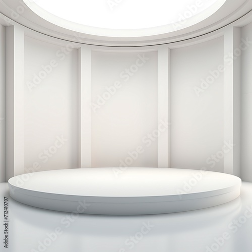 light room round podium and white background