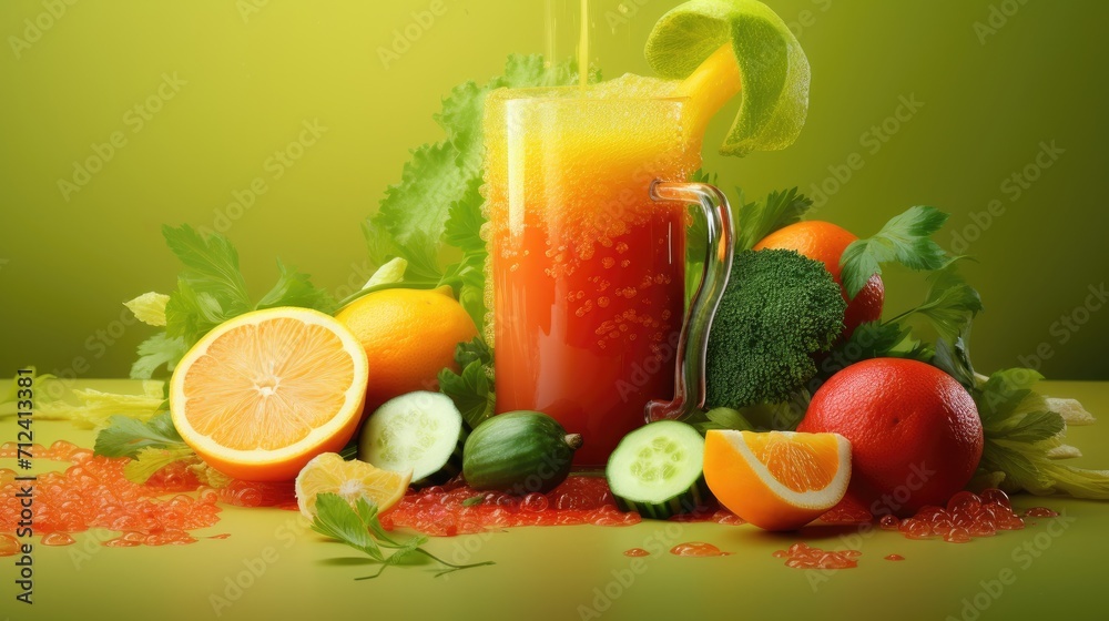 Fototapeta premium Vegetable juice, smoothie healthy drink,