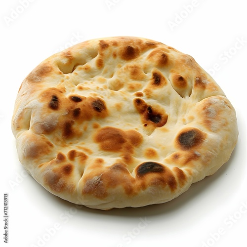 Isolated Pita Bread on White Background - Negative Space, Centered, Front View