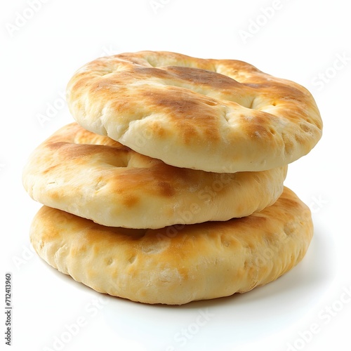 Isolated Pita Bread on White Background - Negative Space, Centered, Front View