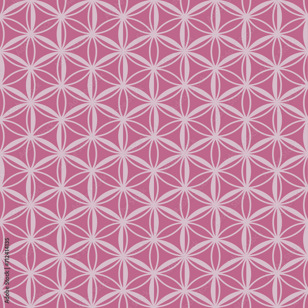 Overlapping circles geometric seamless repeat pattern for textile printing, backgrounds, wallpapers, cards