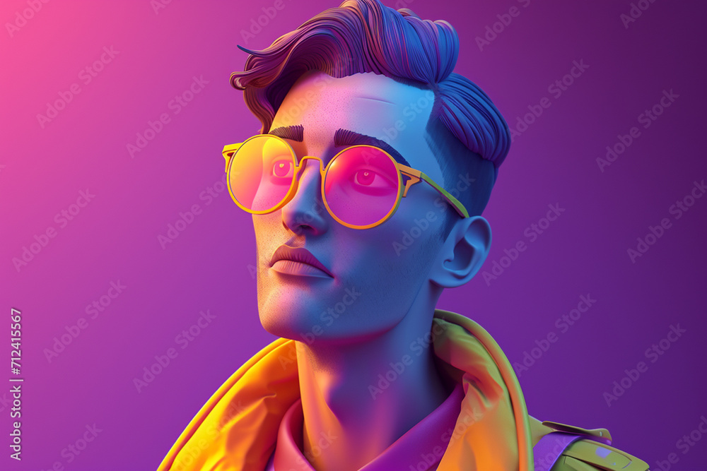 Human portrait game background style 3d stylish illustration Human portrait game background style 3d stylish illustration