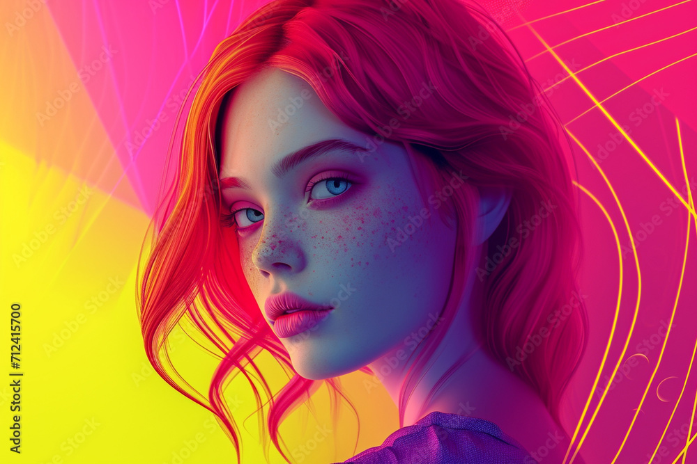 Obraz premium Human portrait game background style 3d stylish illustration