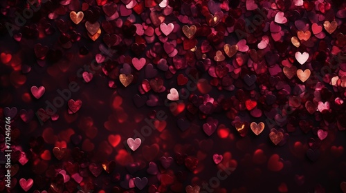 Valentines day background, background with tiny pink, magenta and purple sparkling hearts.