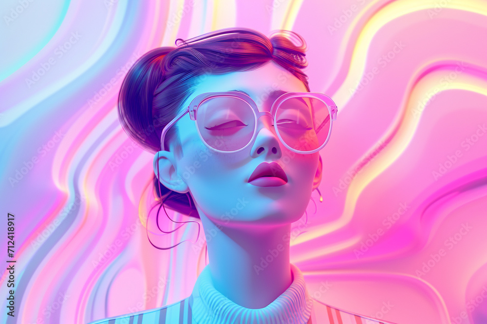 Human portrait game background style 3d stylish illustration