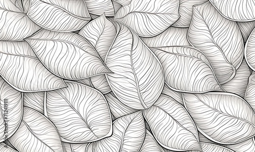 Mopnai tree leaf. line art. pattern. Generative Ai