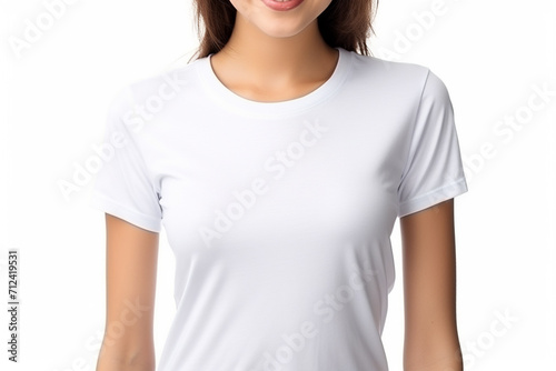 Woman in White Tshirt Mockup created with Generative AI