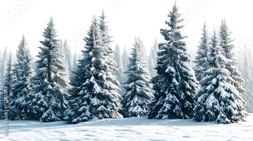 winter pine tree forest in the snow