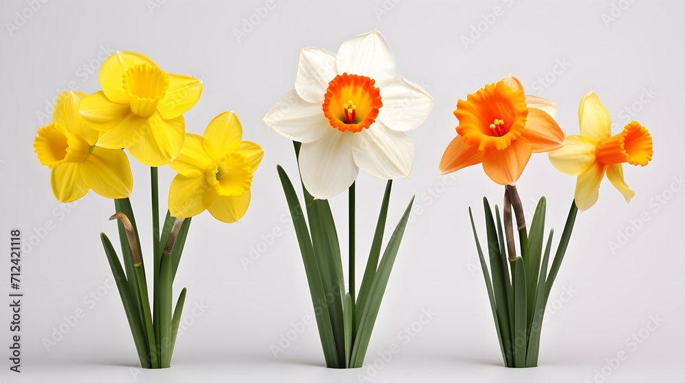 Narcissus, daffodil, jonquil isolated on white background
