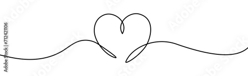 Heart line art border, Valentines Day divider, heart banner