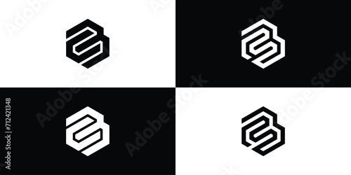 Vector logo design collection and variations of the initials C B in the form of a hexagonal cube. photo