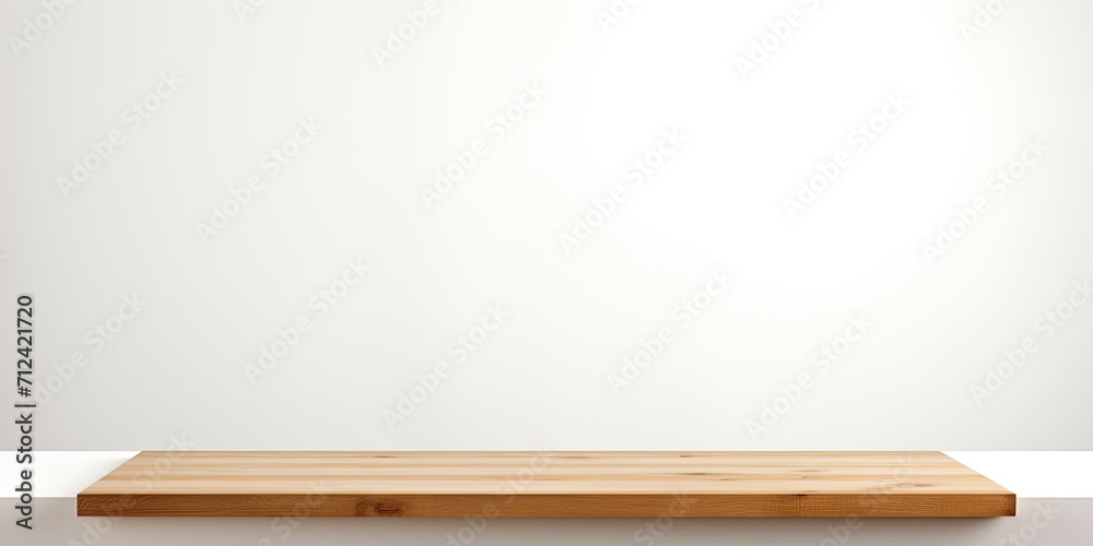 White background isolates empty wooden table/counter for product display. White background isolates empty wooden table/counter for product display.