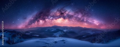 Bieszczady at Night: Panoramic View of the Milky Way © Tomasz