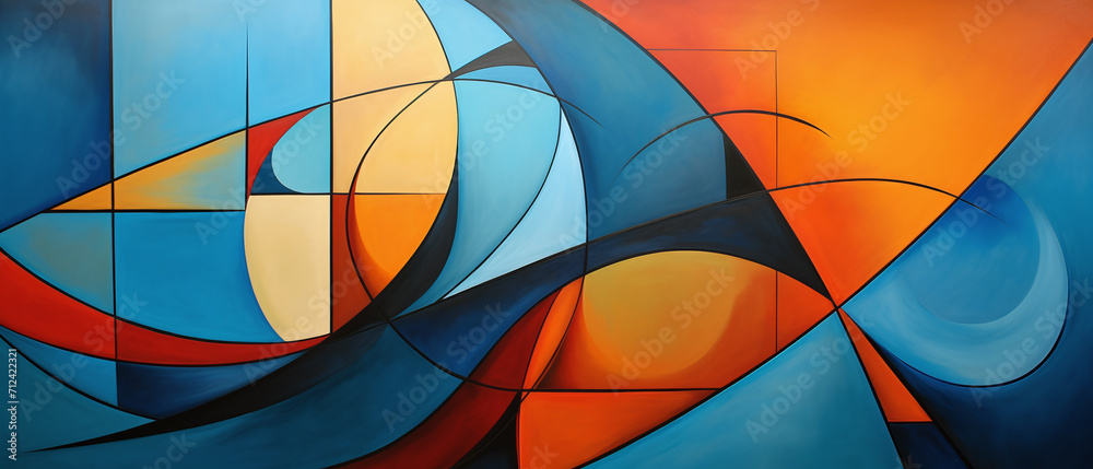 Fototapeta premium Abstract shapes and lines in bold, contrasting colors.