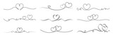 Heart borders set. Continuous line art hearts. Heart banner or divider for Valentine's Day or Mother's Day
