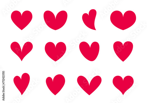 Heart icon set, red heart vector symbols collection