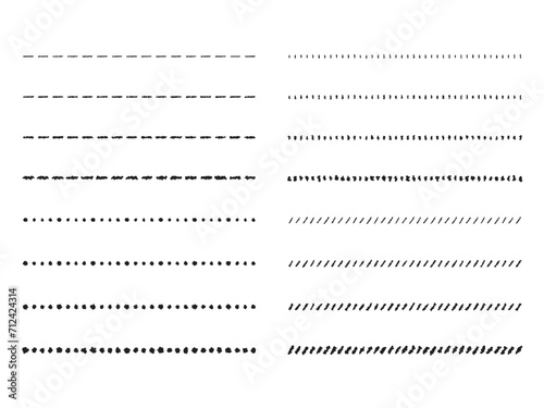 手書きの点線・ドットの飾り罫のあしらいセット かわいいおしゃれな罫線 白黒