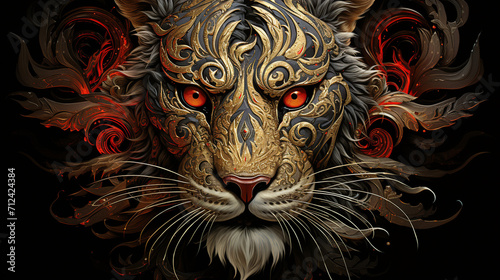 Face tiger close up wallpaper background , Generate AI