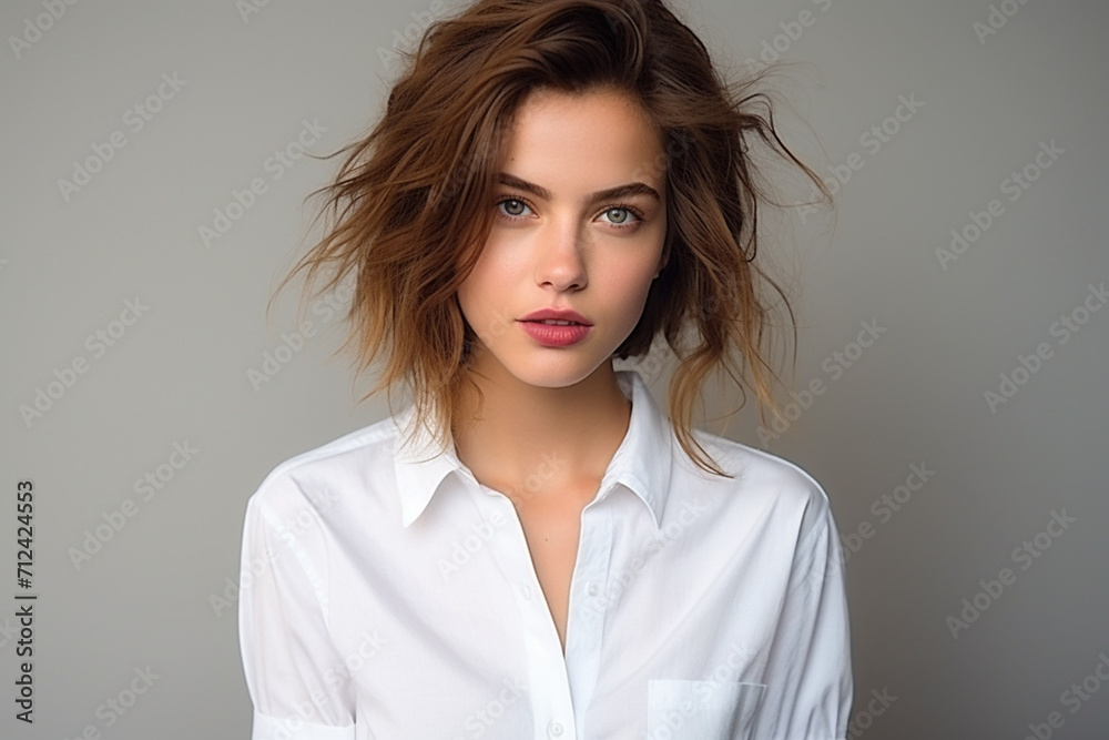 Woman in White Tshirt Mockup created with Generative AI Woman in White Tshirt Mockup created with Generative AI