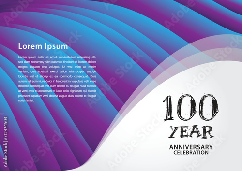 100 year anniversary celebration logotype on purple background for poster, banner, leaflet, flyer, brochure, invitations or greeting card, 100 number design, 100th Birthday invitation